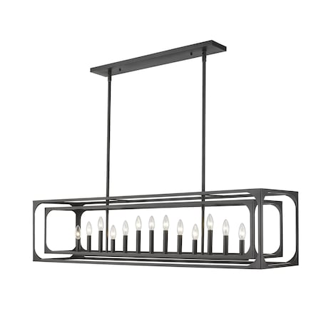 Z-Lite Easton Linear Chandelier, 13-Light, 13 In.W x 54 In.L x 13 In.H, Matte Black/Matte Black 3038-13L-MB